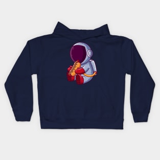 Cute Astronaut Eating Hot Dog Cartoon Kids Hoodie